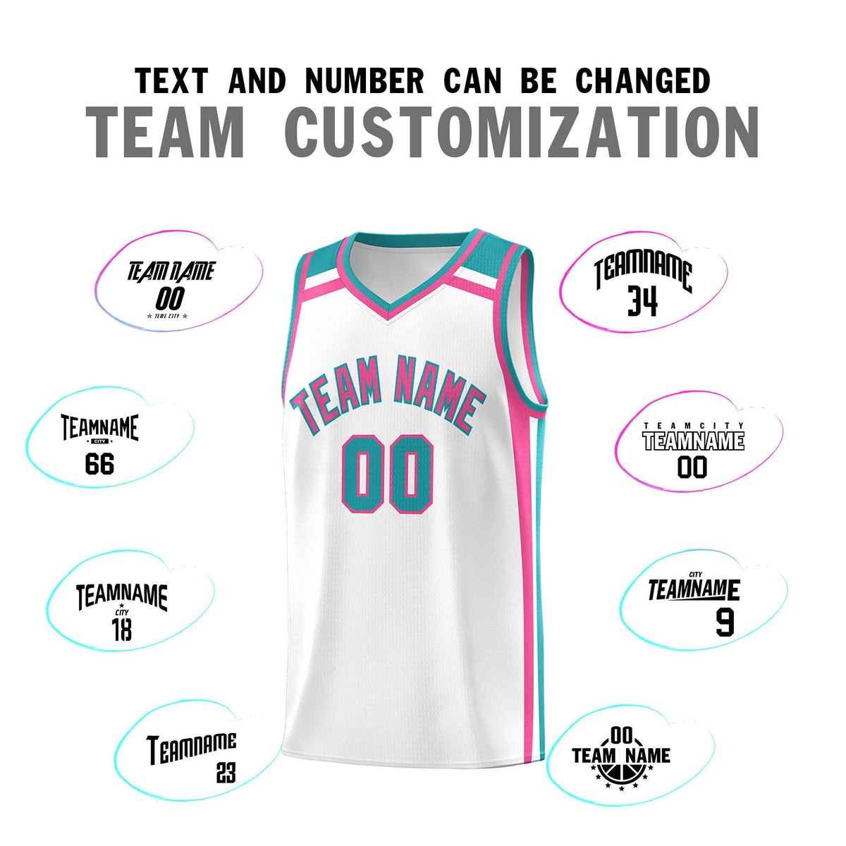 Custom White Pink Aqua Trendy Color Charge Series Sports Uniform Basketball Jersey