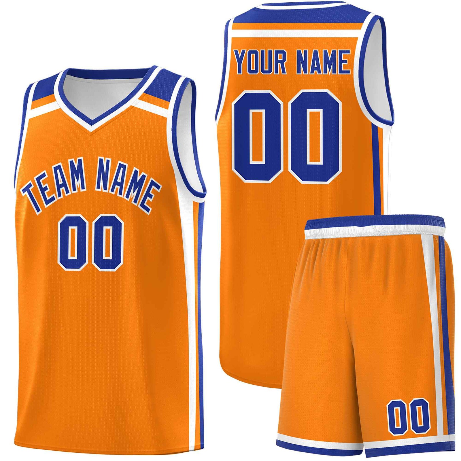 Custom Orange White Royal Blue Trendy Color Charge Series Sports Uniform Basketball Jersey
