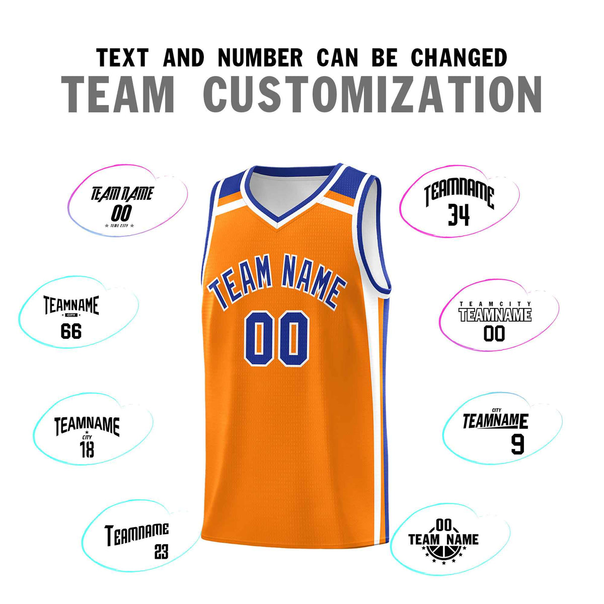 Custom Orange White Royal Blue Trendy Color Charge Series Sports Uniform Basketball Jersey