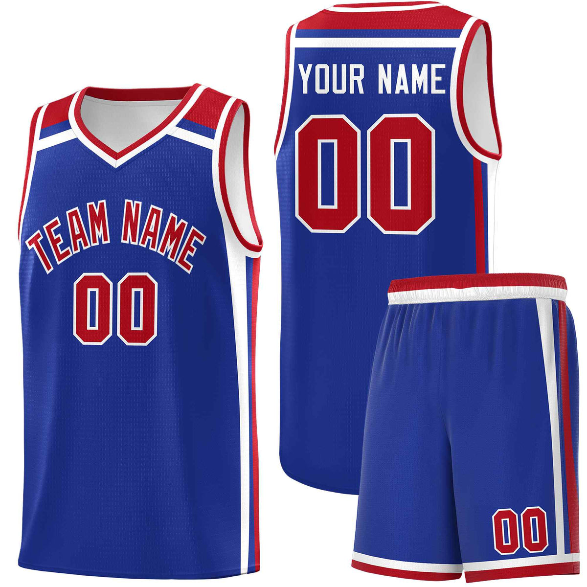 Custom Royal Blue Red White Trendy Color Charge Series Sports Uniform Basketball Jersey