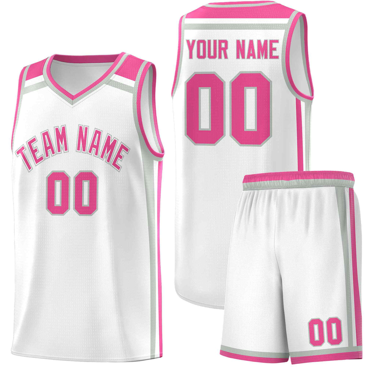 Custom White Gray Pink Trendy Color Charge Series Sports Uniform Basketball Jersey