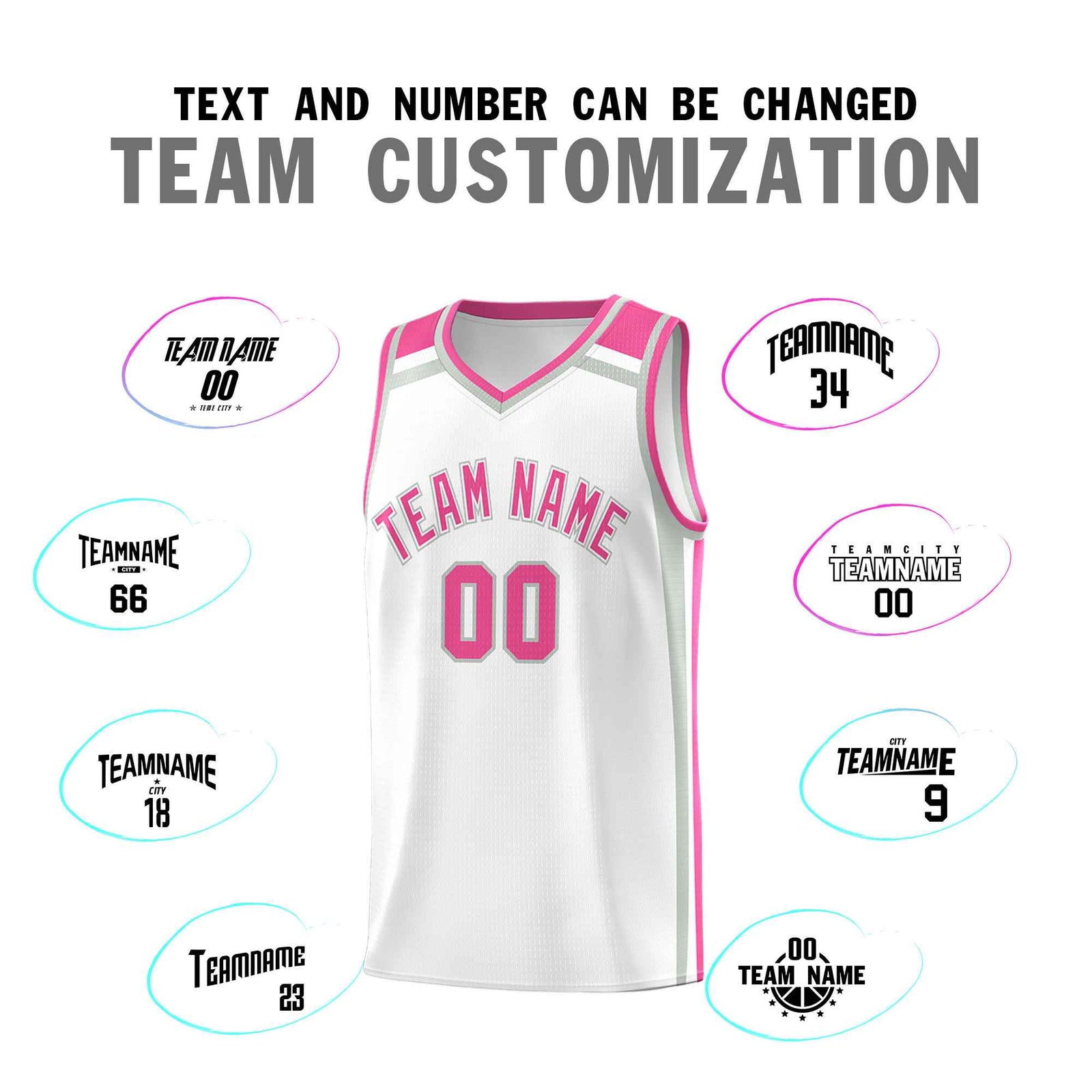 Custom White Gray Pink Trendy Color Charge Series Sports Uniform Basketball Jersey