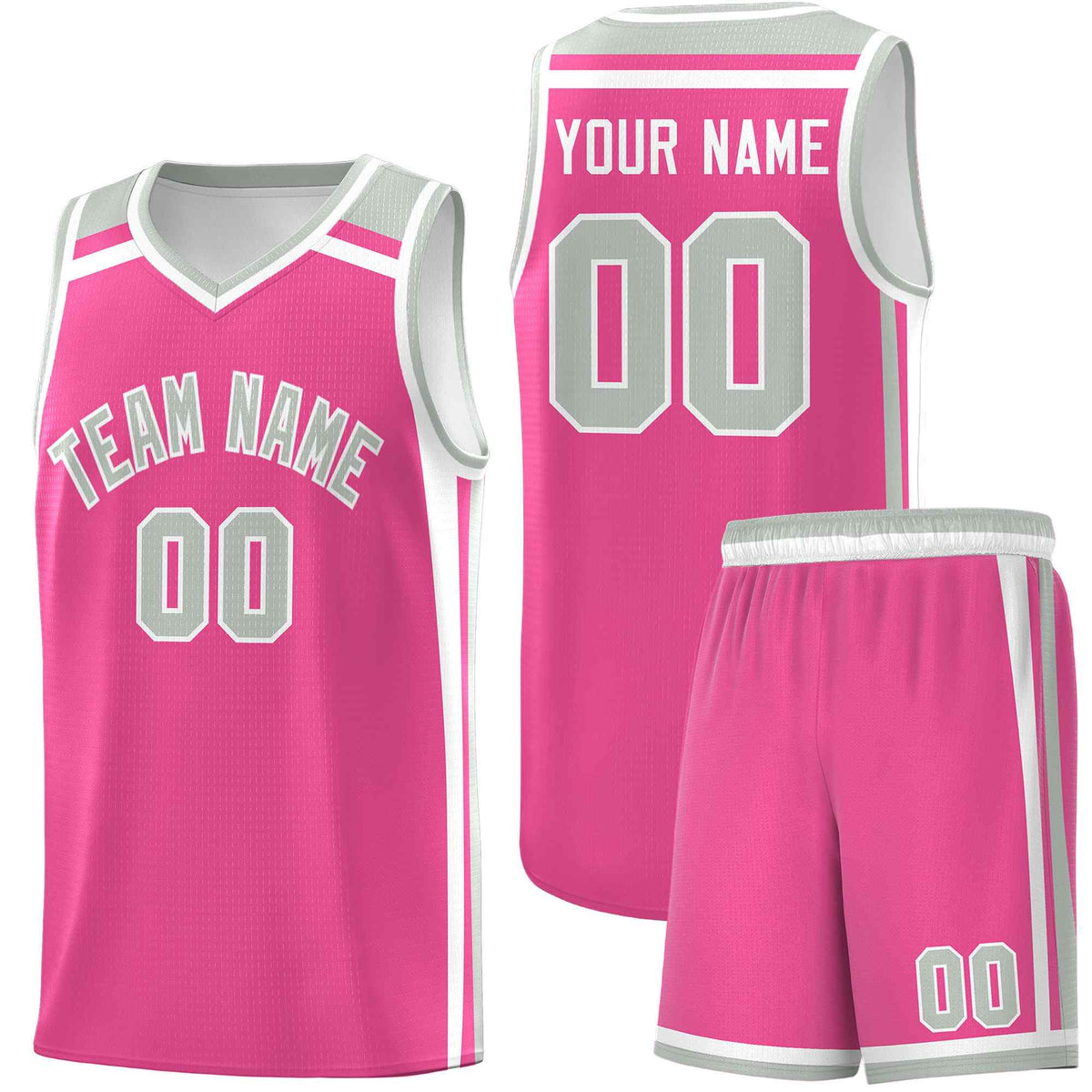 Custom Pink White Gray Trendy Color Charge Series Sports Uniform Basketball Jersey