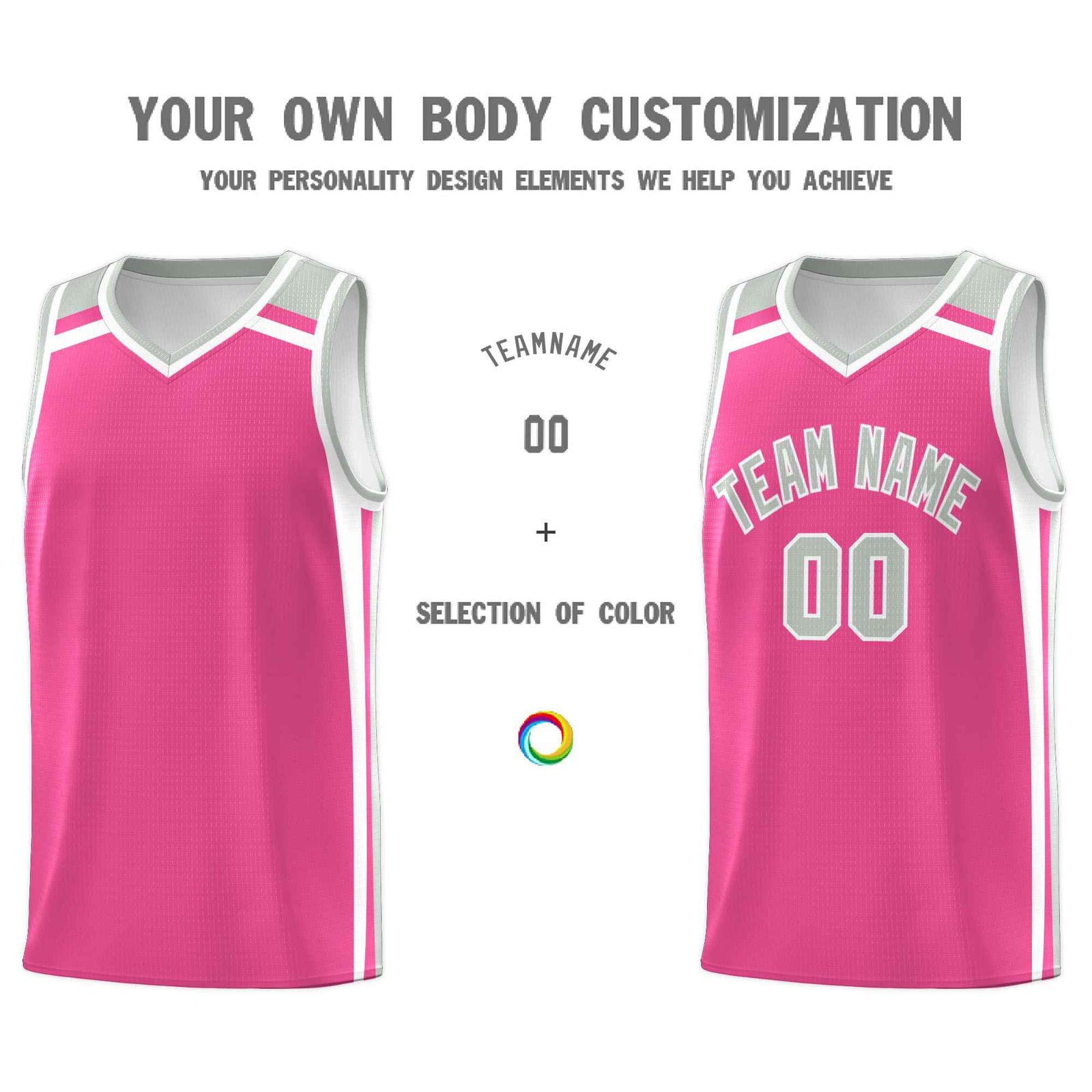 Custom Pink White Gray Trendy Color Charge Series Sports Uniform Basketball Jersey