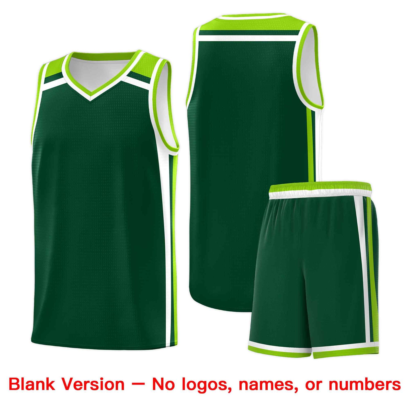 Custom Dark Green White Neon Green Trendy Color Charge Series Sports Uniform Basketball Jersey