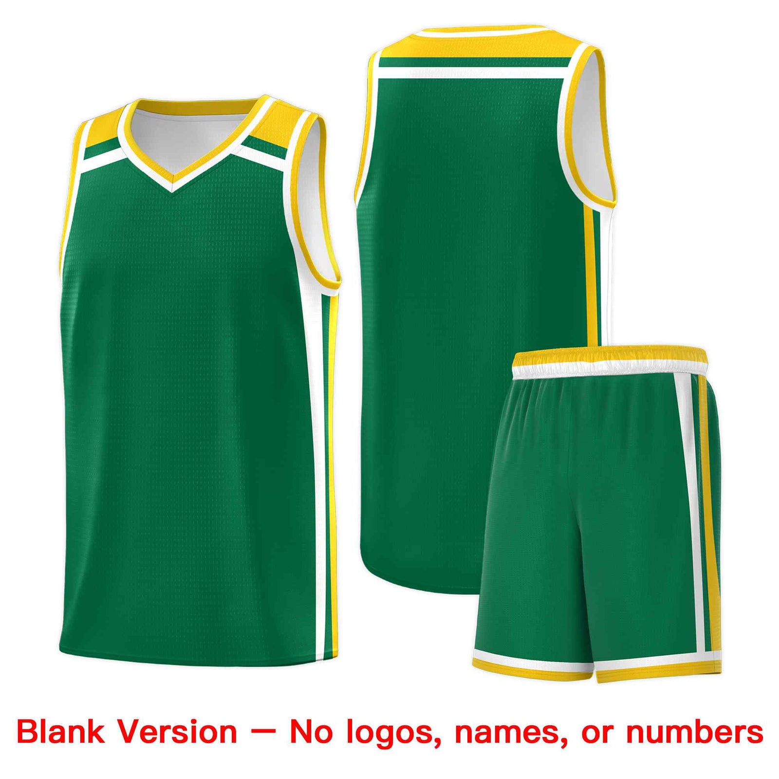 Custom Kelly Green Gold White Trendy Color Charge Series Sports Uniform Basketball Jersey