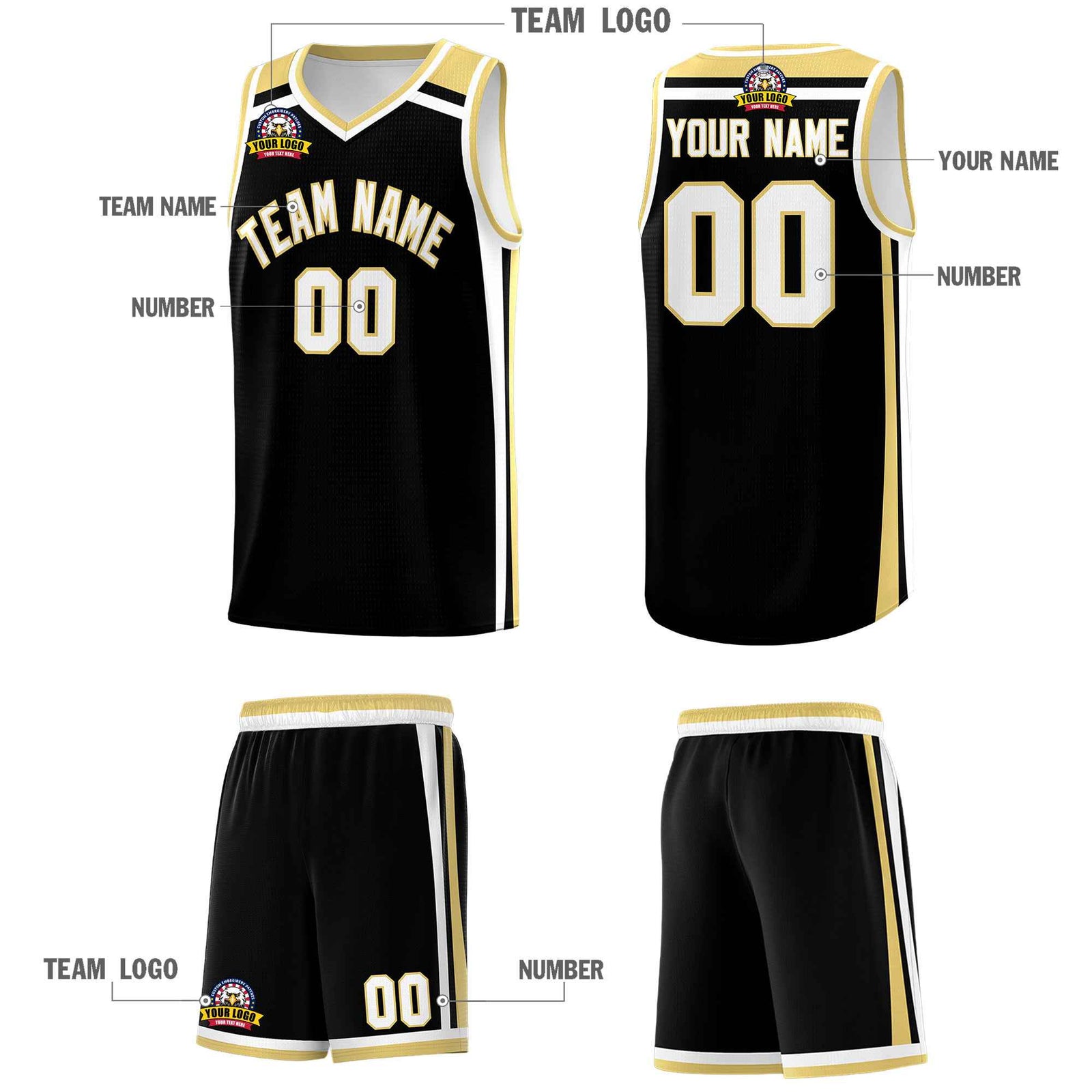Custom Black Khaki White Trendy Color Charge Series Sports Uniform Basketball Jersey