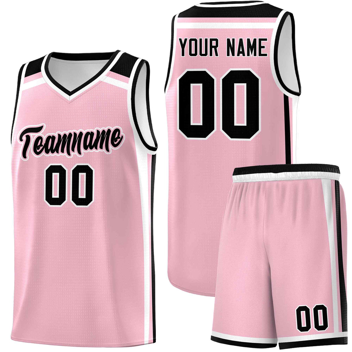 Custom Light Pink White Black Trendy Color Charge Series Sports Uniform Basketball Jersey