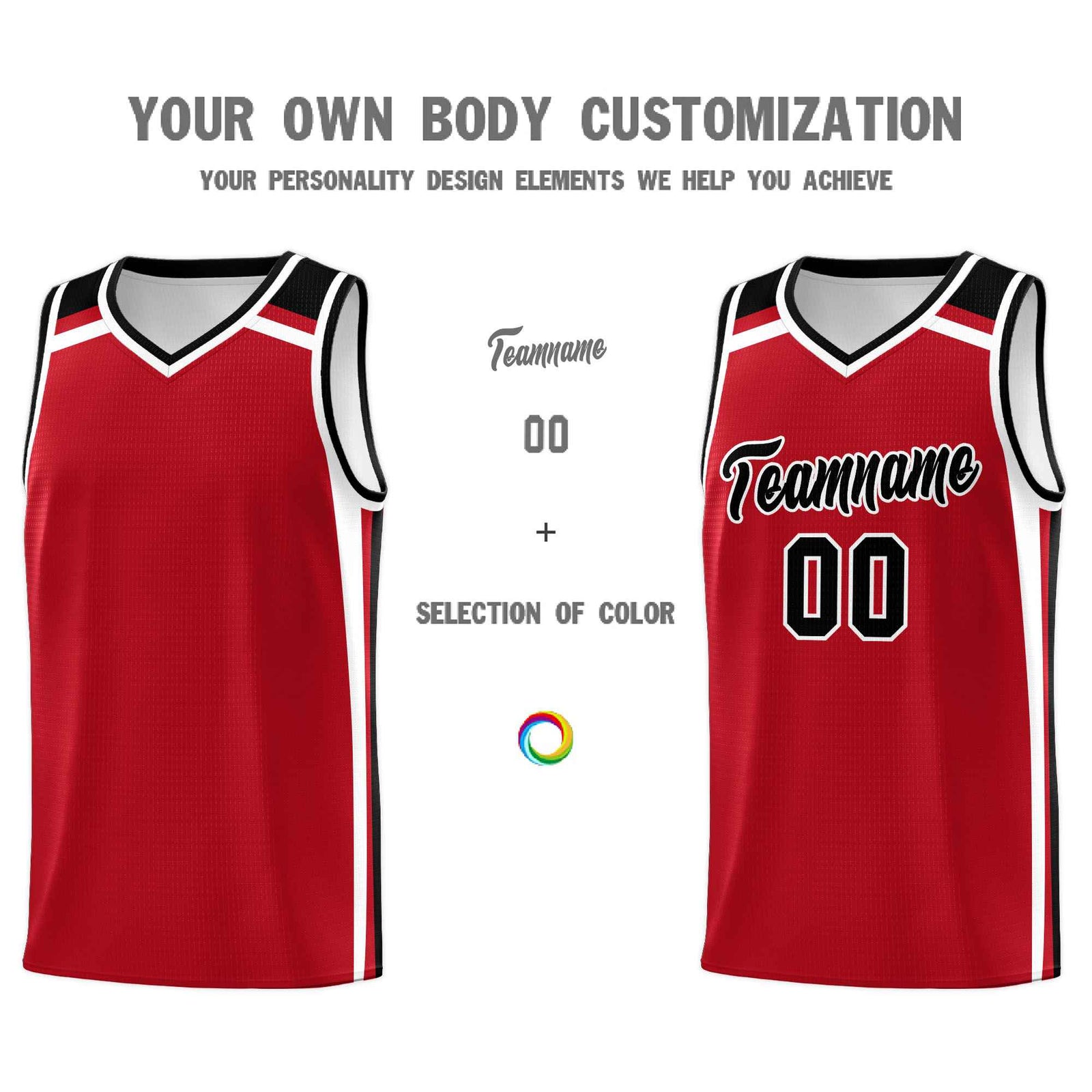 Custom Red White Black Trendy Color Charge Series Sports Uniform Basketball Jersey