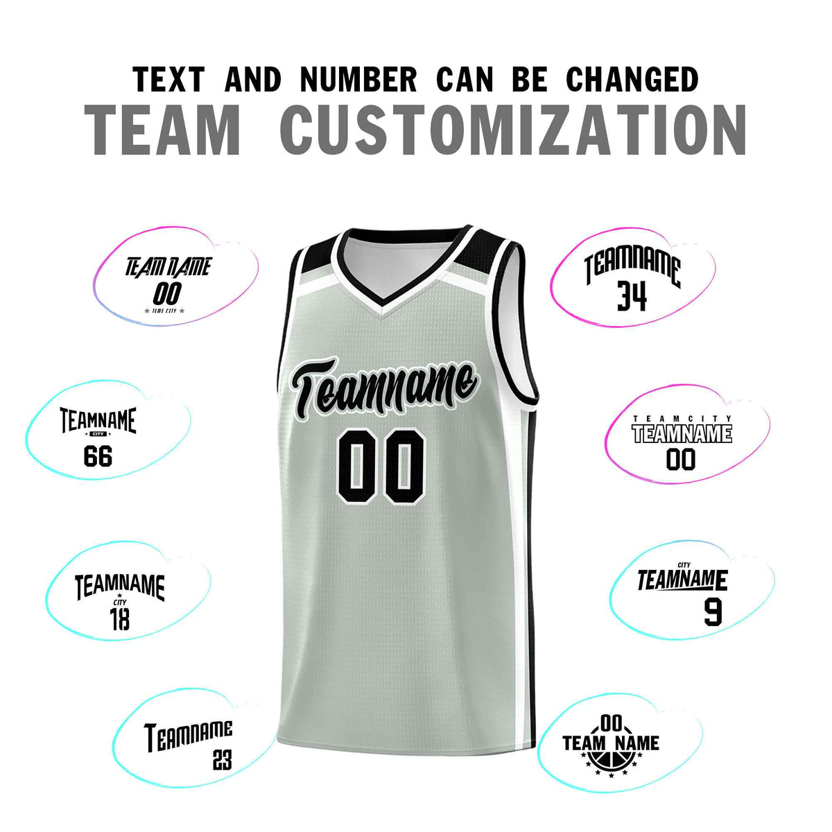 Custom Gray Black White Trendy Color Charge Series Sports Uniform Basketball Jersey