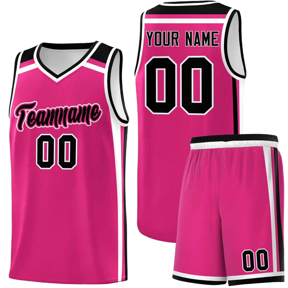 Custom Rose Red Black White Trendy Color Charge Series Sports Uniform Basketball Jersey