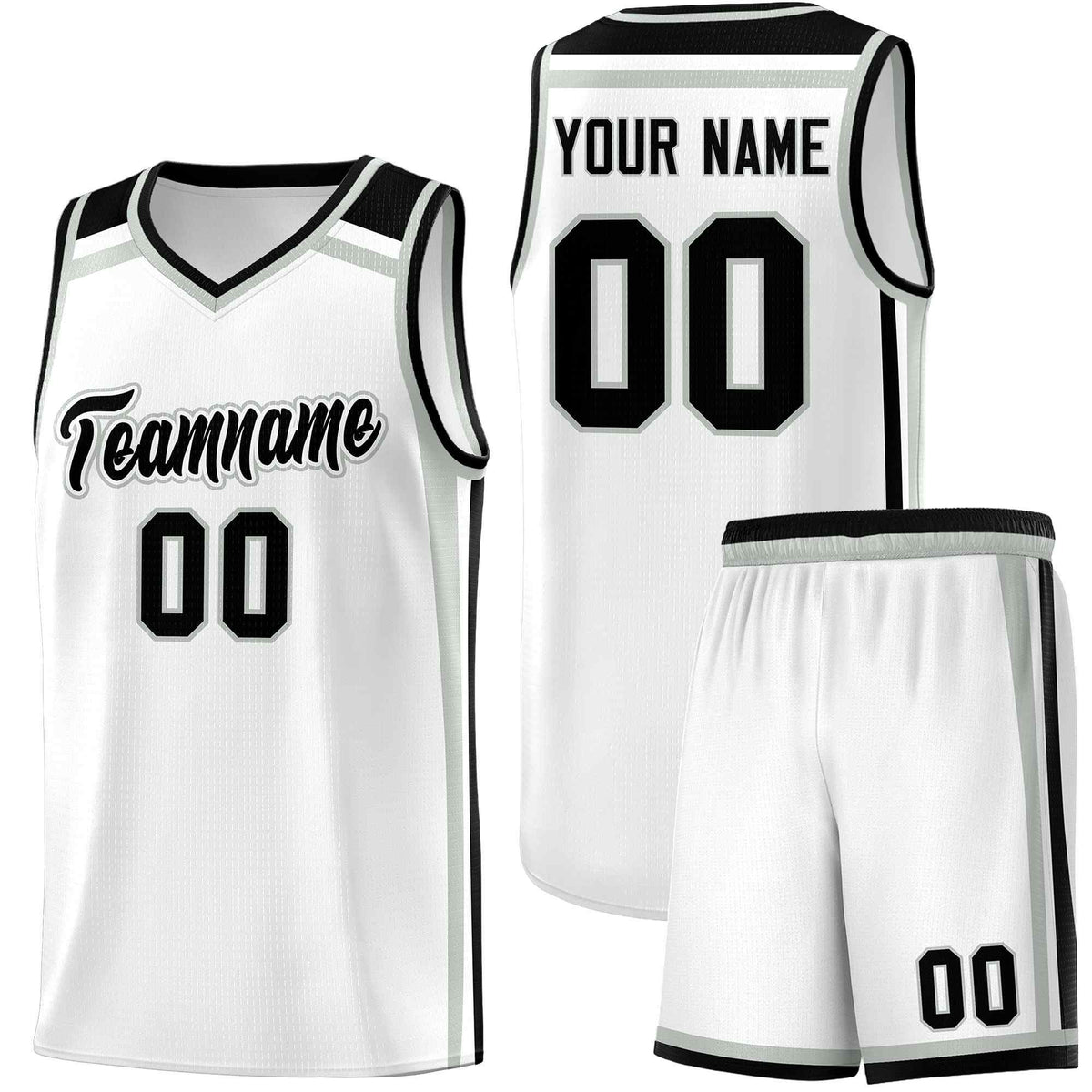 Custom White Gray Black Trendy Color Charge Series Sports Uniform Basketball Jersey