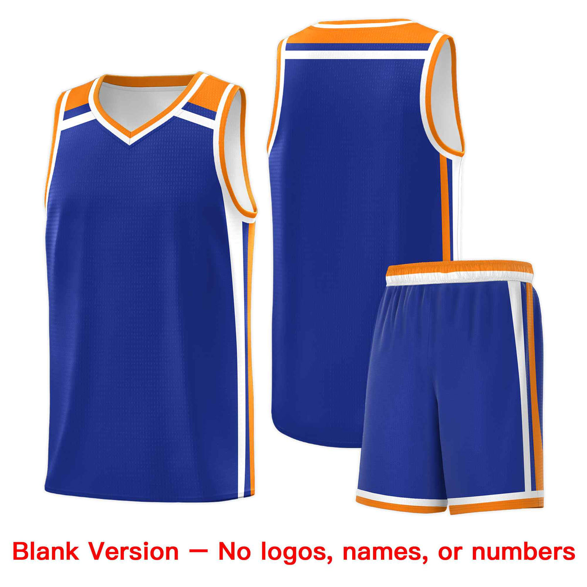Custom Royal Blue White Orange Trendy Color Charge Series Sports Uniform Basketball Jersey