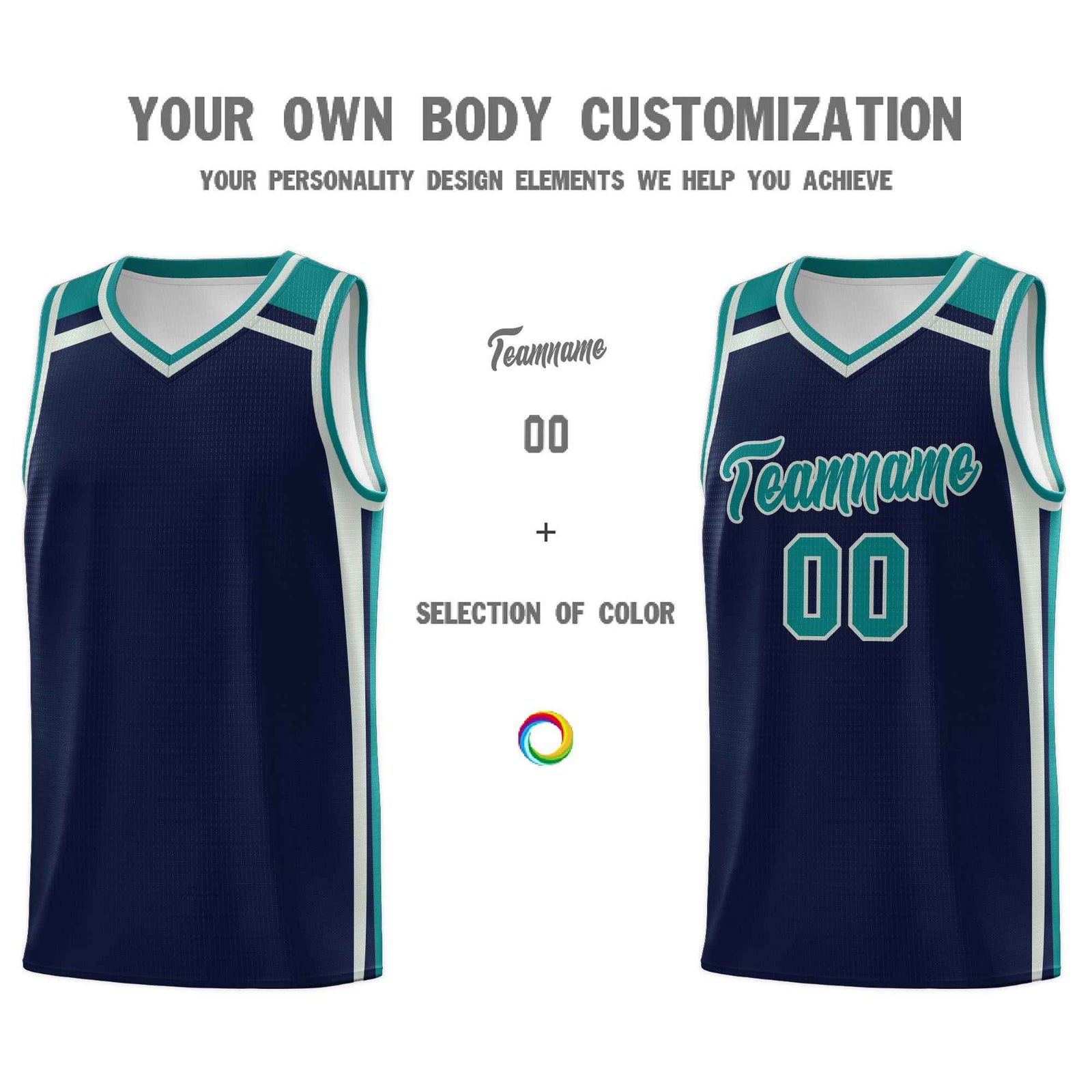 Custom Navy Gray Teal Trendy Color Charge Series Sports Uniform Basketball Jersey