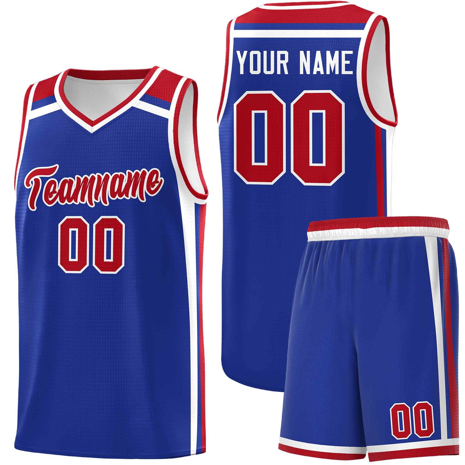 Custom Royal Blue Red White Trendy Color Charge Series Sports Uniform Basketball Jersey