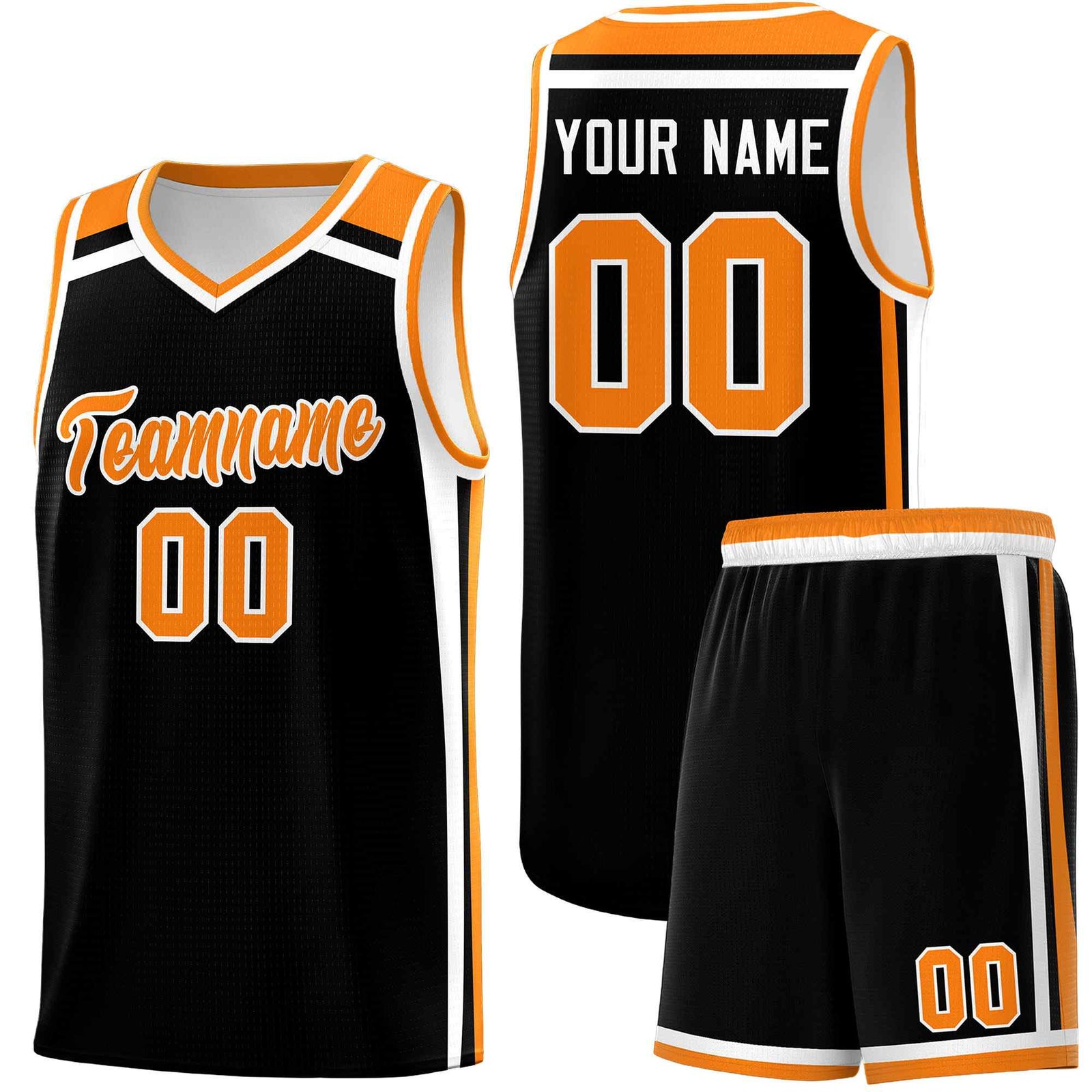 Custom Black Orange White Trendy Color Charge Series Sports Uniform Basketball Jersey