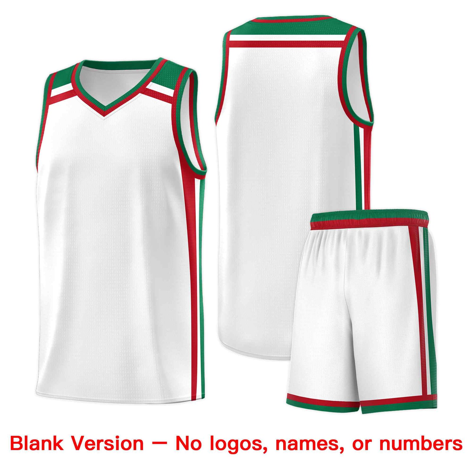Custom White Kelly Green Red Trendy Color Charge Series Sports Uniform Basketball Jersey