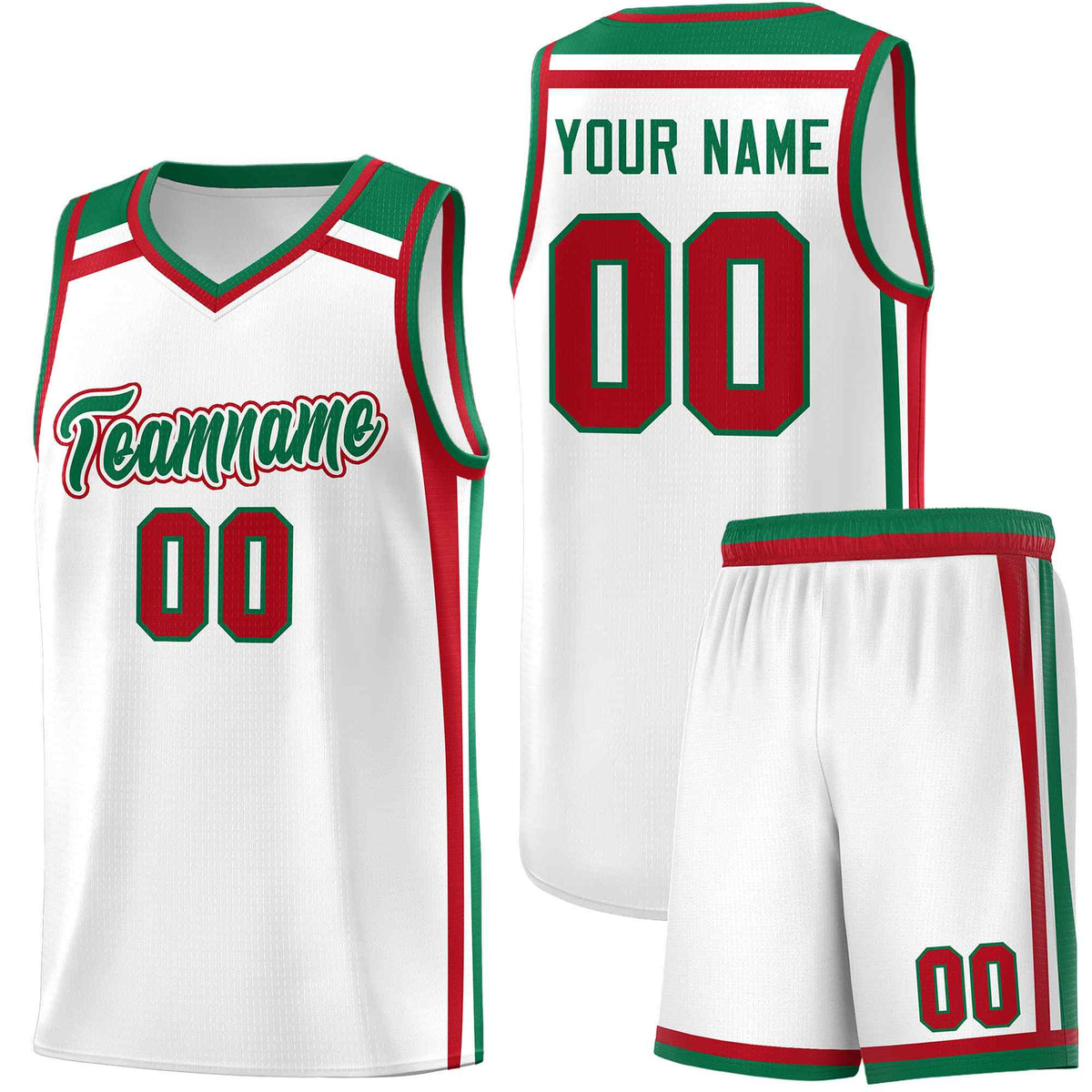 Custom White Kelly Green Red Trendy Color Charge Series Sports Uniform Basketball Jersey
