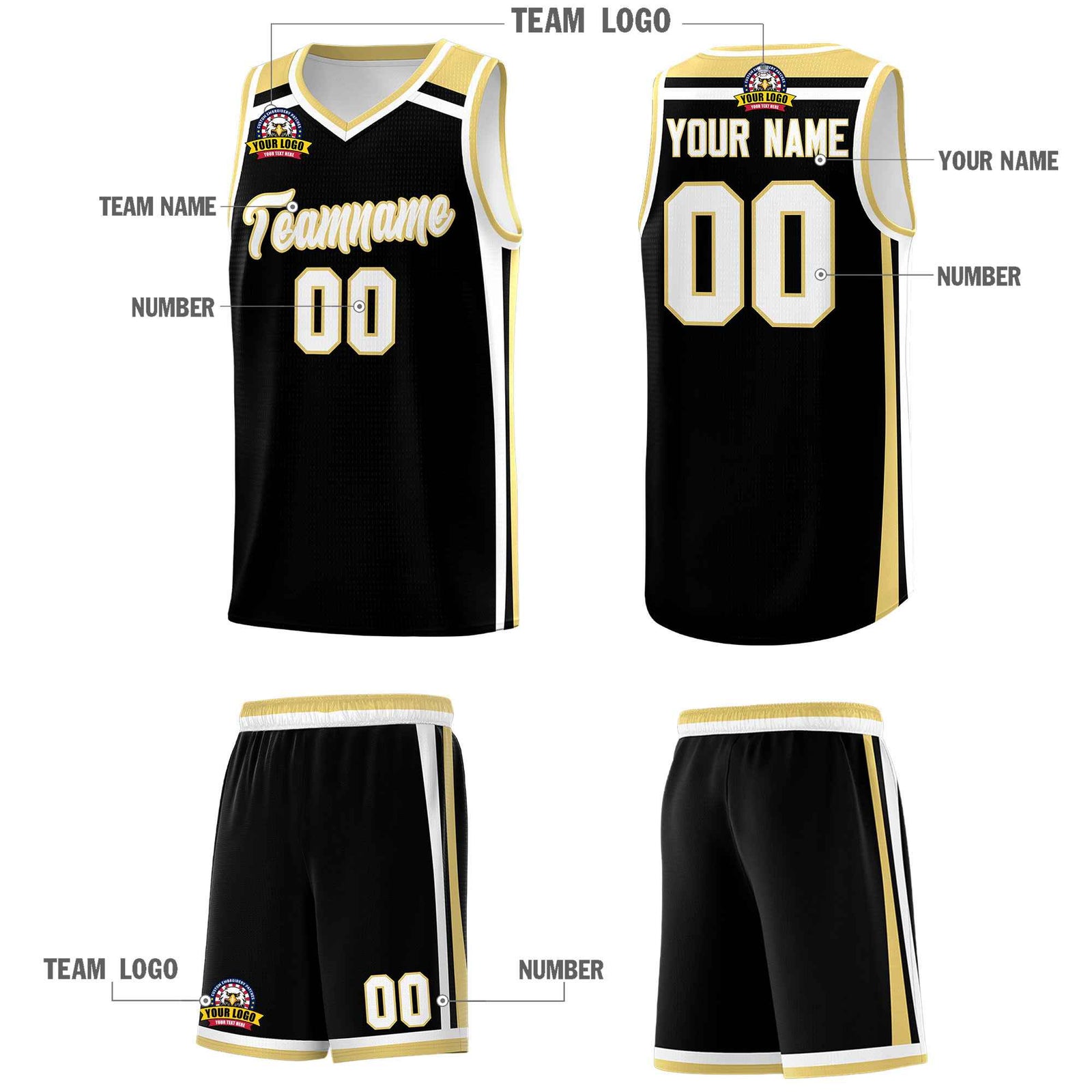 Custom Black Khaki White Trendy Color Charge Series Sports Uniform Basketball Jersey
