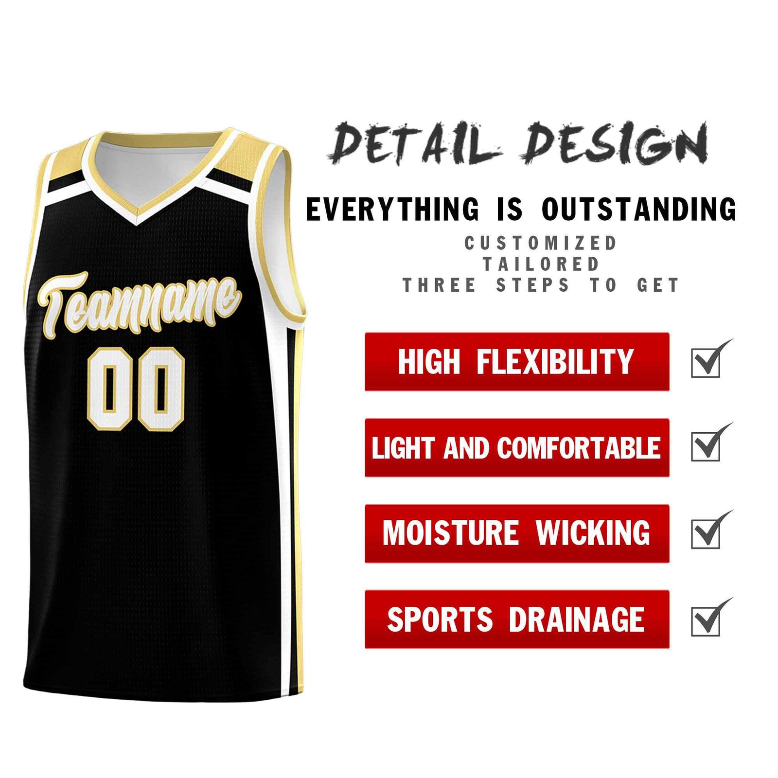 Custom Black Khaki White Trendy Color Charge Series Sports Uniform Basketball Jersey