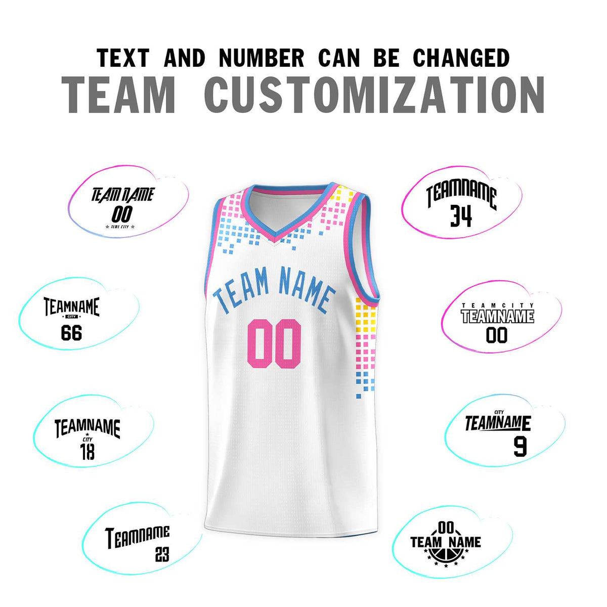 Custom White Square Grid Graffiti Pattern Sports Uniform Basketball Jersey
