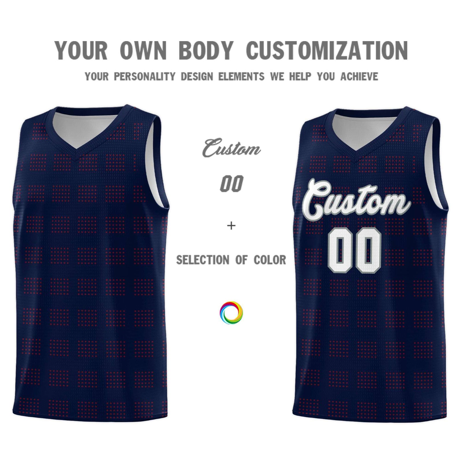 Custom Navy Red Trailblazer Dot Pattern Sports Uniform Basketball Jersey