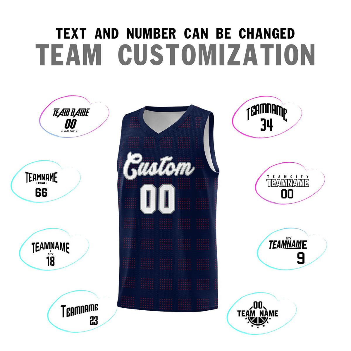 Custom Navy Red Trailblazer Dot Pattern Sports Uniform Basketball Jersey