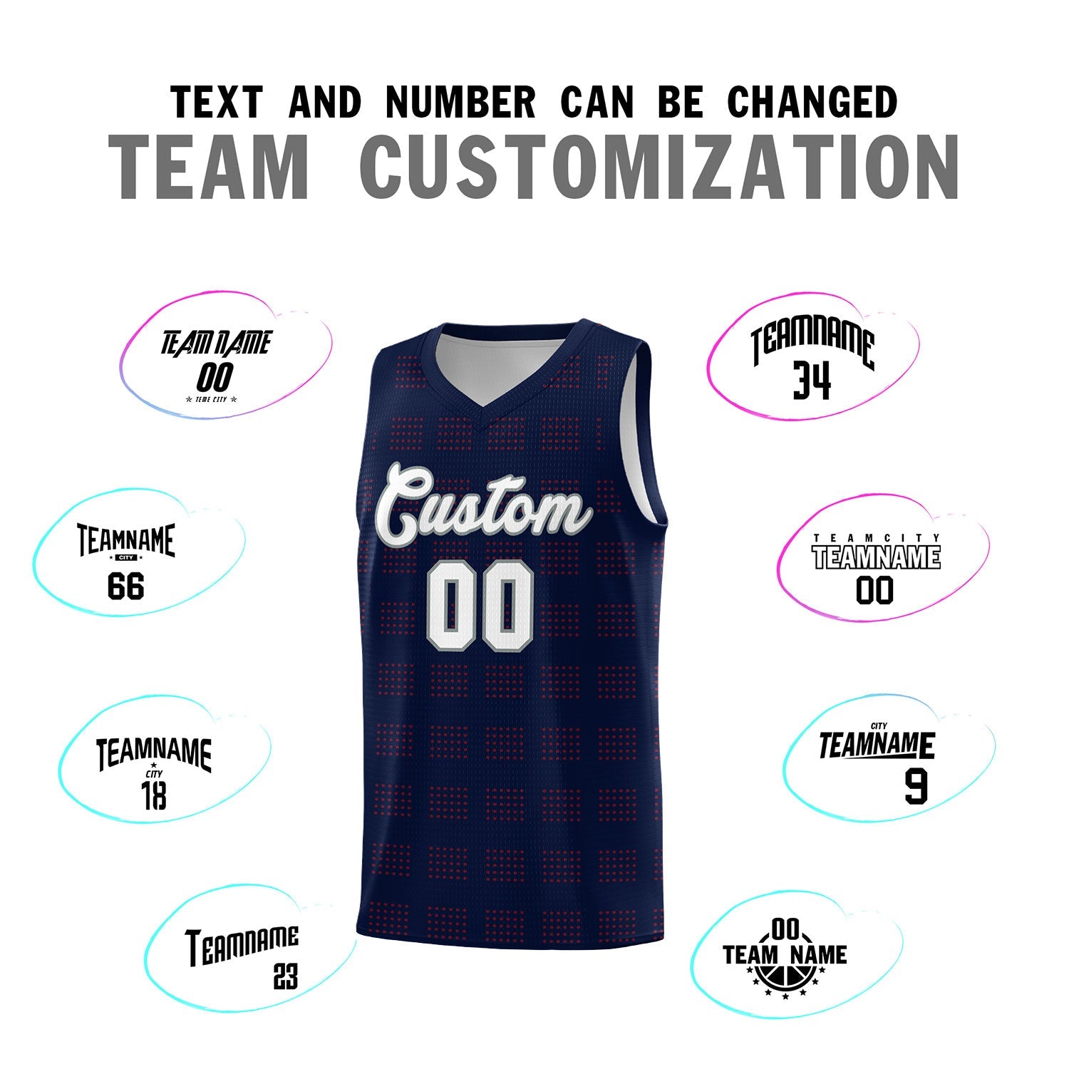 Custom Navy Red Trailblazer Dot Pattern Sports Uniform Basketball Jersey