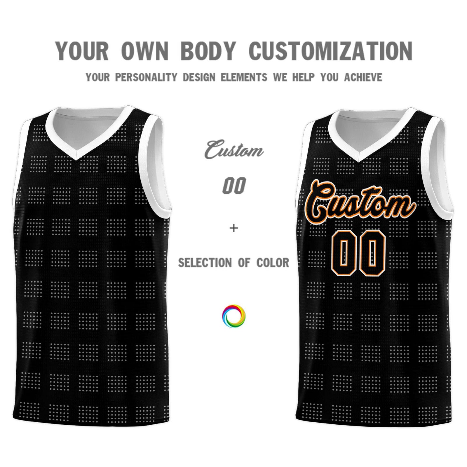 Custom Black White Trailblazer Dot Pattern Sports Uniform Basketball Jersey