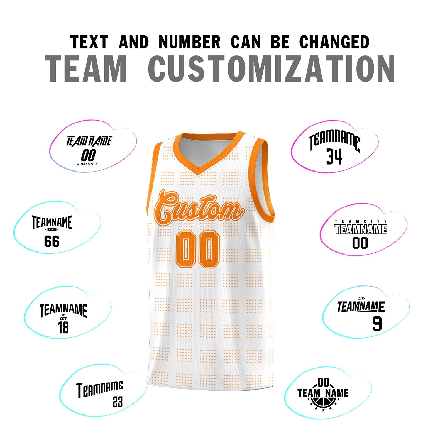 Custom White Orange Trailblazer Dot Pattern Sports Uniform Basketball Jersey