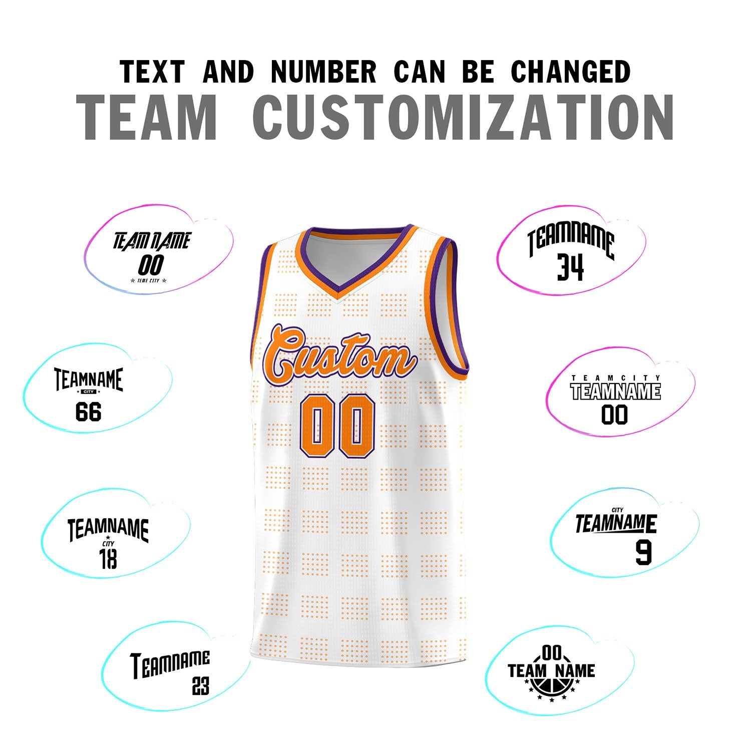 Custom White Orange Trailblazer Dot Pattern Sports Uniform Basketball Jersey
