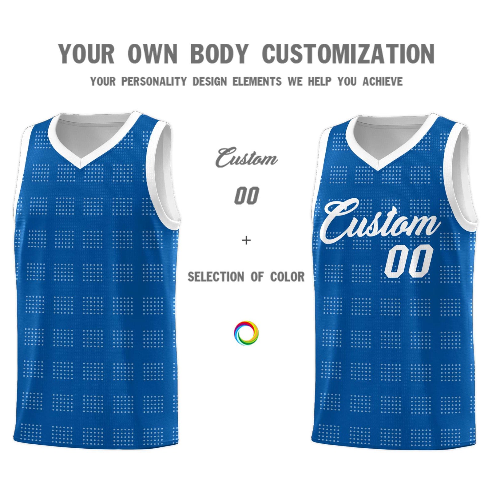 Custom Royal White Trailblazer Dot Pattern Sports Uniform Basketball Jersey
