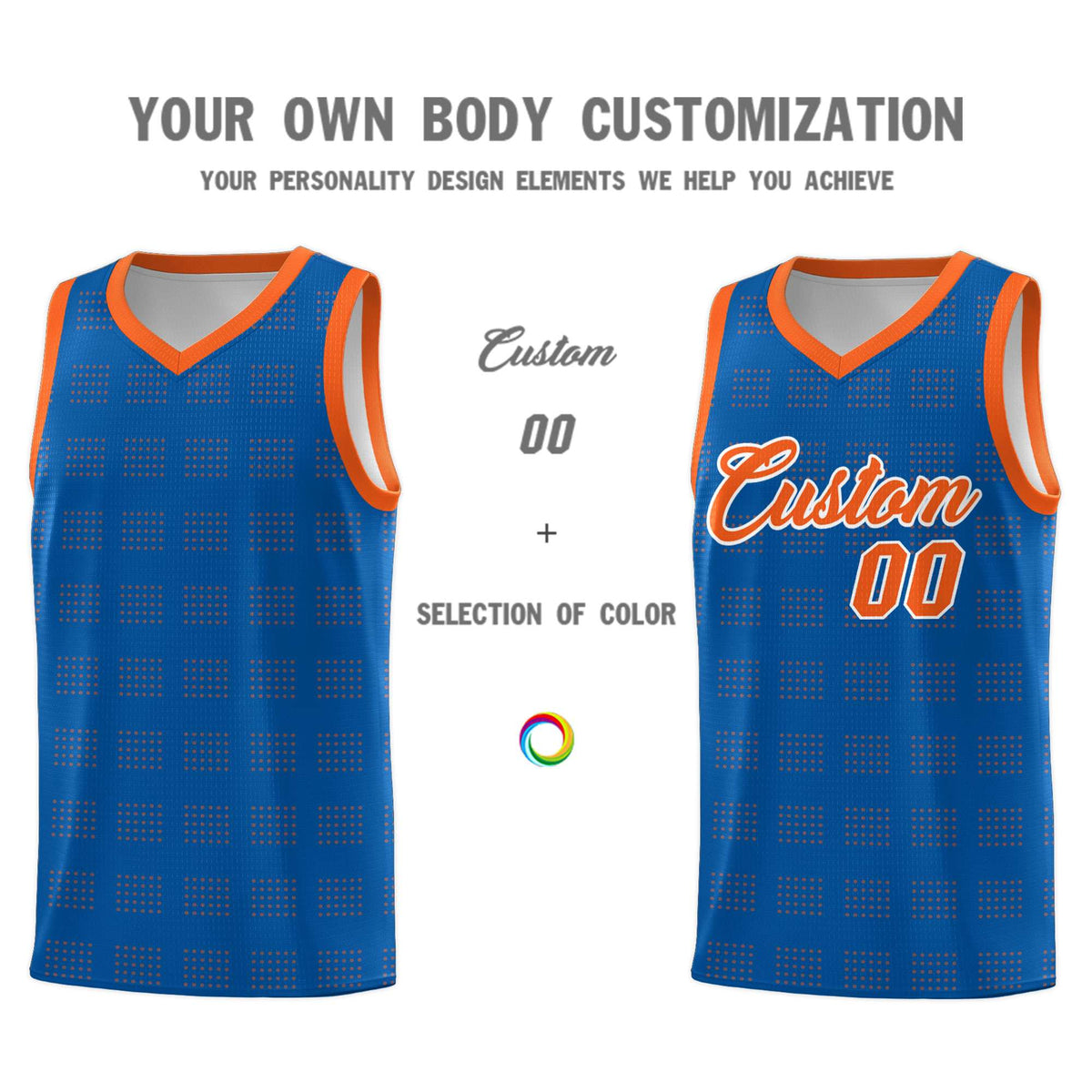 Custom Royal Orange Trailblazer Dot Pattern Sports Uniform Basketball Jersey