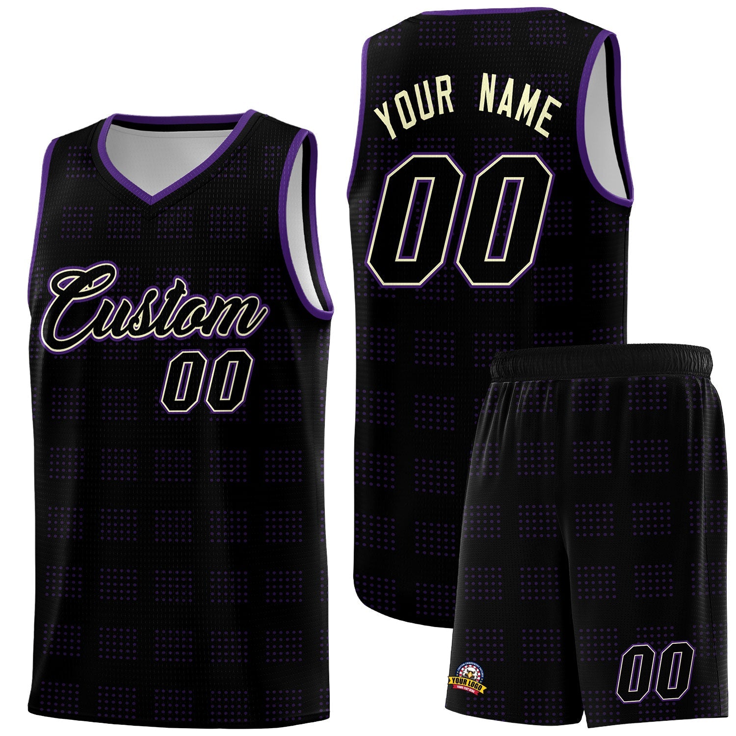 Custom Black Purple Trailblazer Dot Pattern Sports Uniform Basketball Jersey