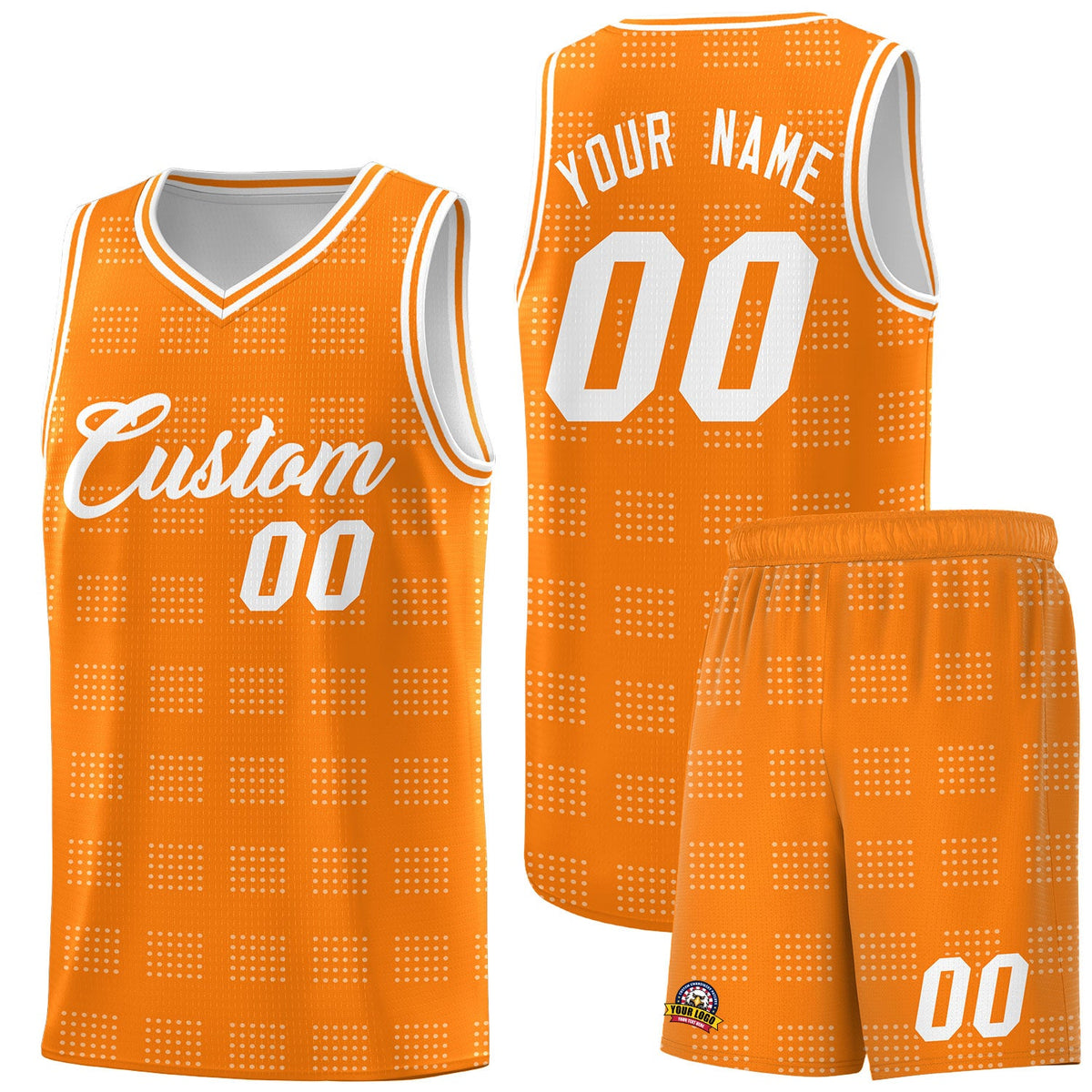 Custom Orange White Trailblazer Dot Pattern Sports Uniform Basketball Jersey