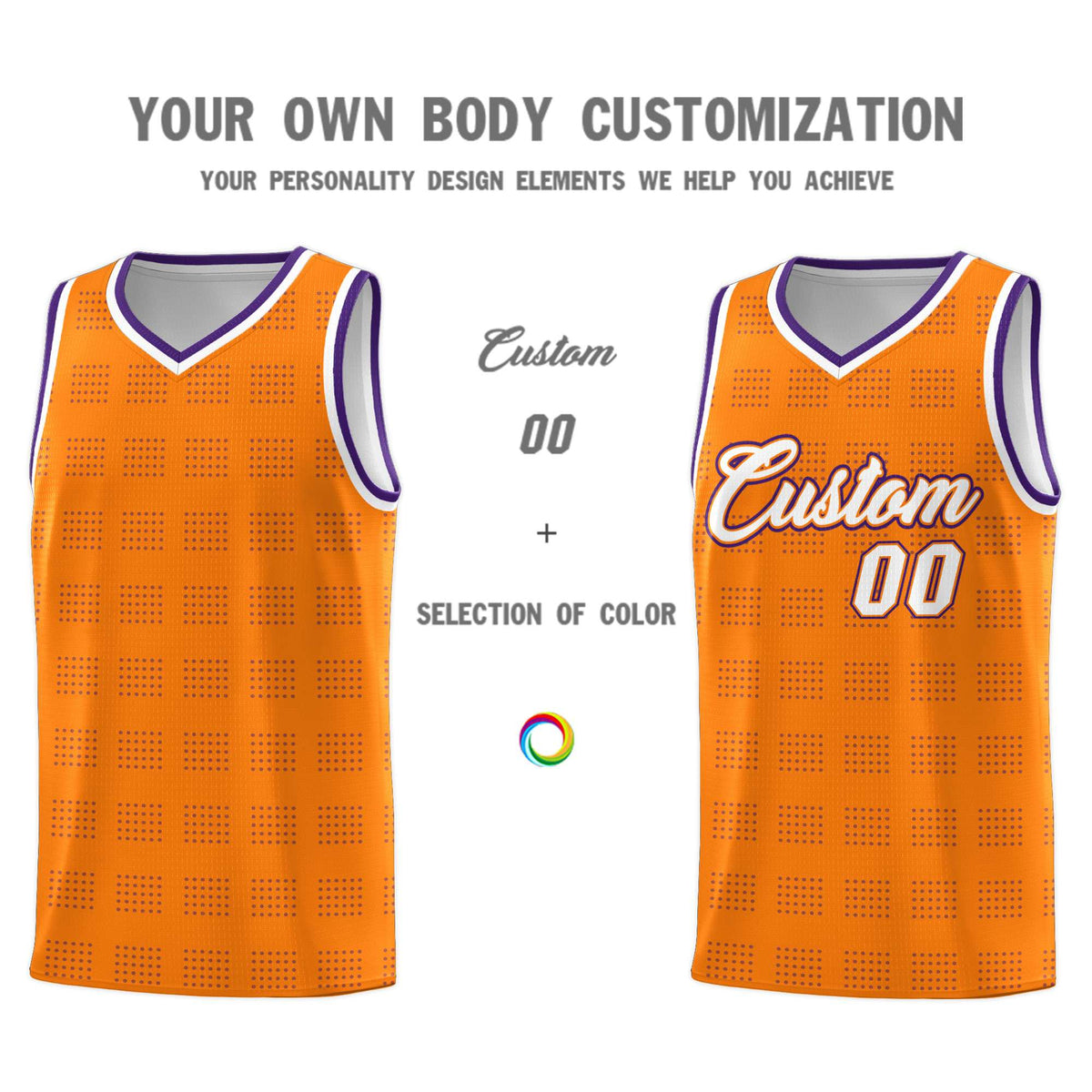 Custom Orange Purple Trailblazer Dot Pattern Sports Uniform Basketball Jersey