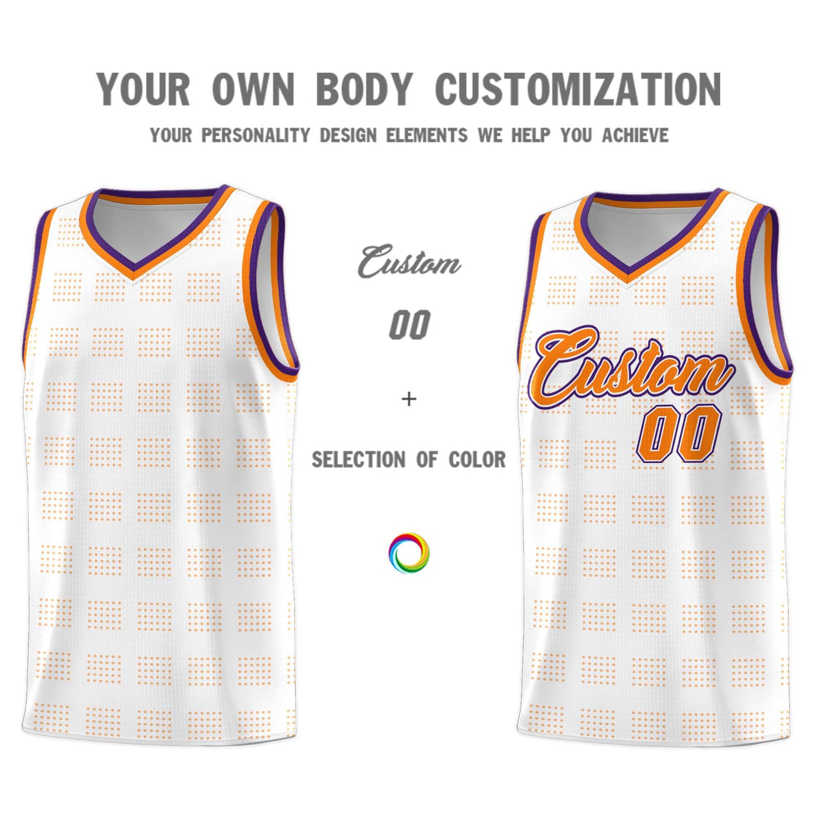 Custom White Orange Trailblazer Dot Pattern Sports Uniform Basketball Jersey