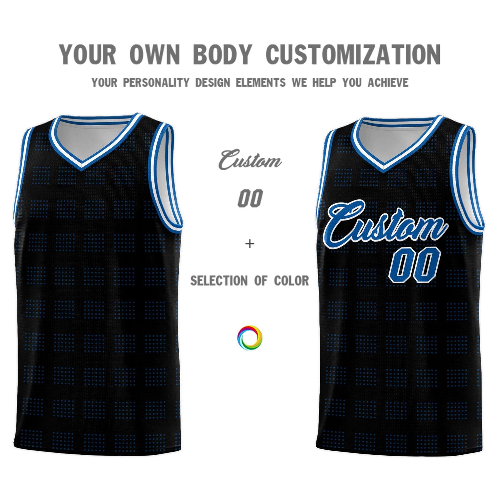 Custom Black Royal Trailblazer Dot Pattern Sports Uniform Basketball Jersey