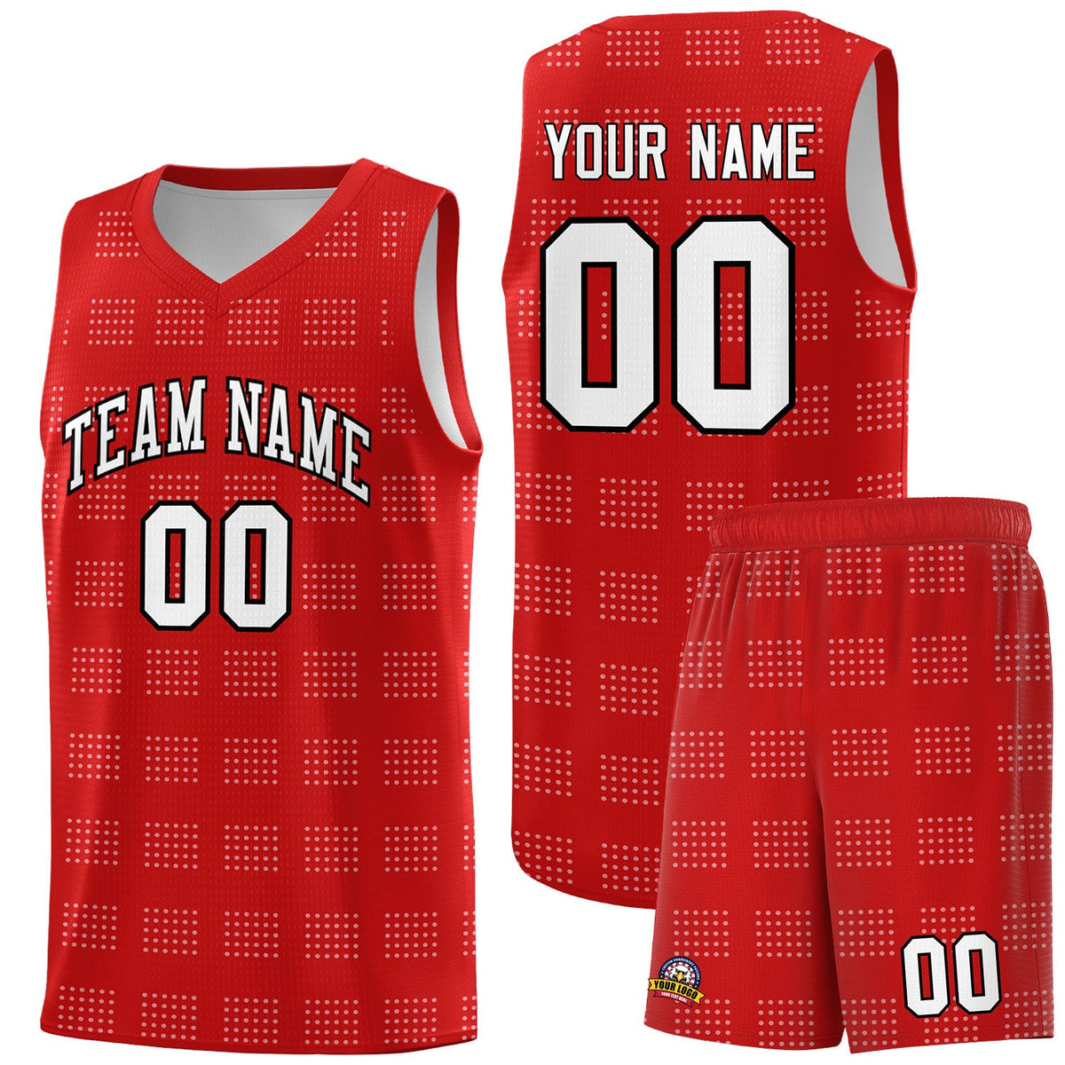 Custom Red White Trailblazer Dot Pattern Sports Uniform Basketball Jersey