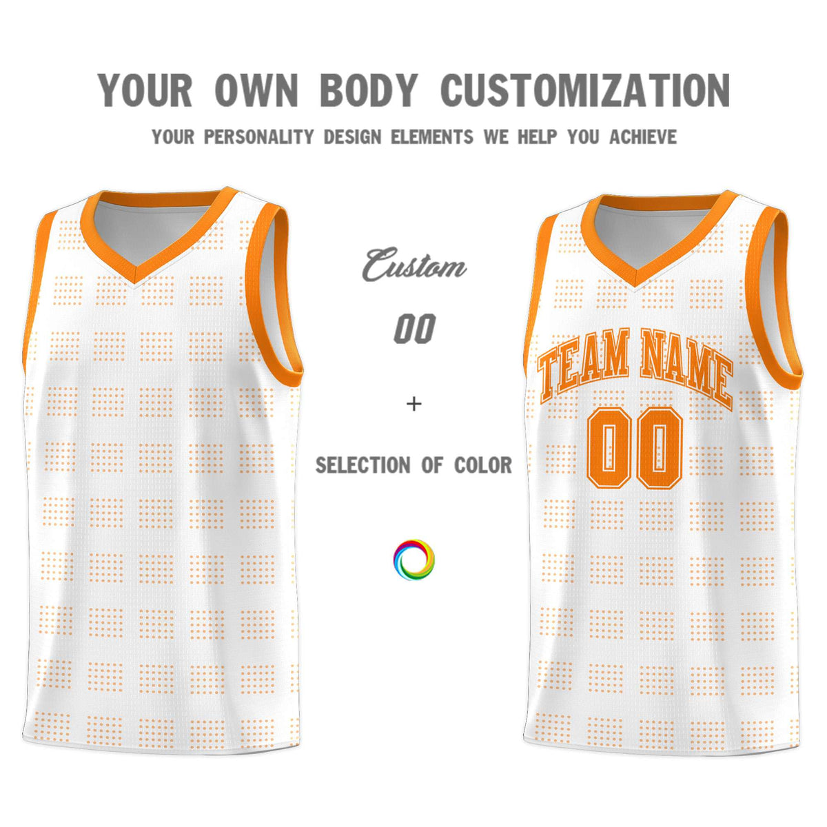 Custom White Orange Trailblazer Dot Pattern Sports Uniform Basketball Jersey