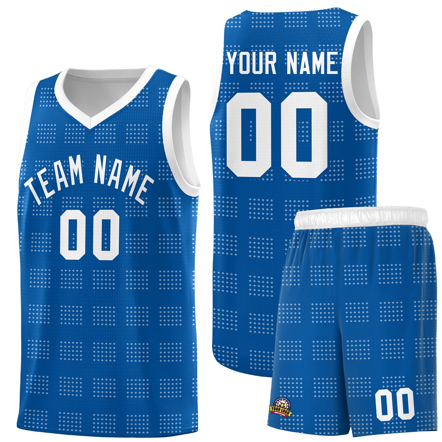 Custom Royal White Trailblazer Dot Pattern Sports Uniform Basketball Jersey