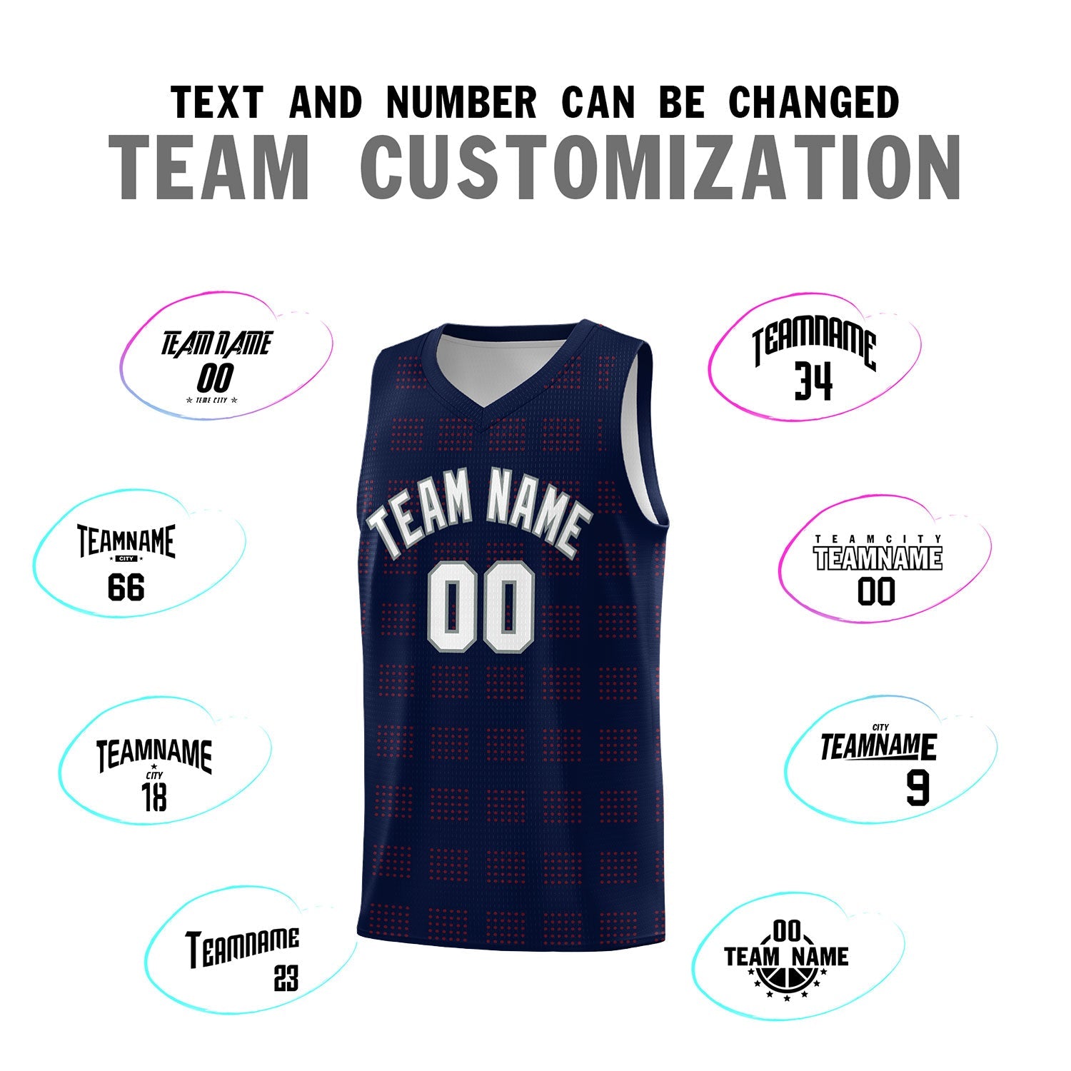 Custom Navy Red Trailblazer Dot Pattern Sports Uniform Basketball Jersey