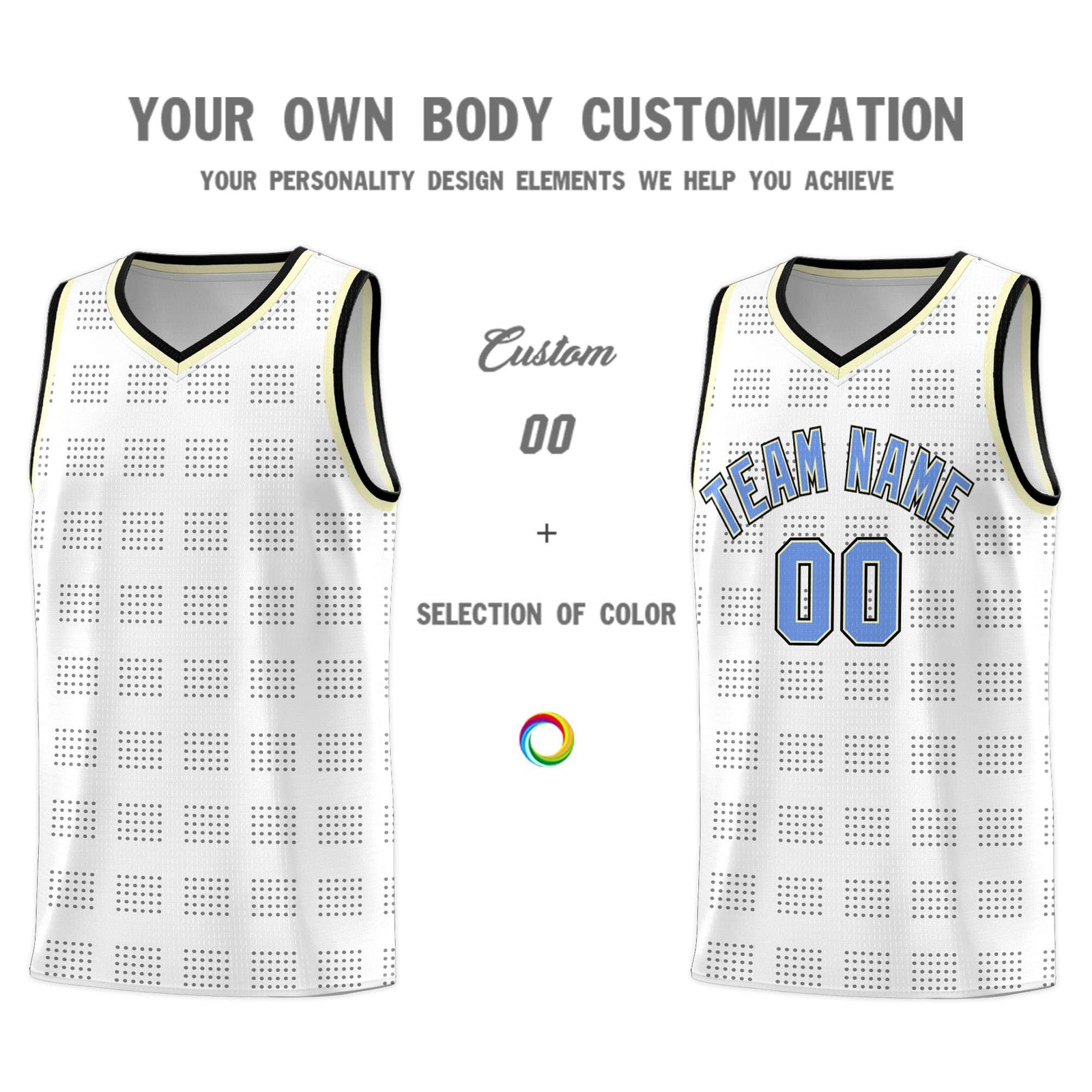 Custom White Black Trailblazer Dot Pattern Sports Uniform Basketball Jersey