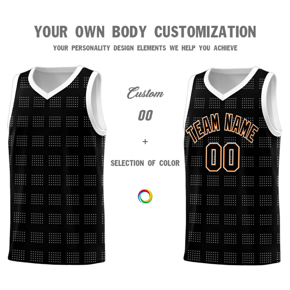 Custom Black White Trailblazer Dot Pattern Sports Uniform Basketball Jersey