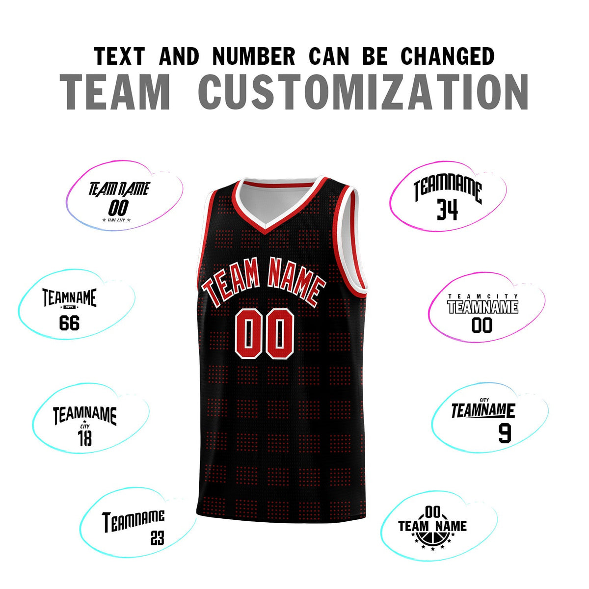 Custom Black Red Trailblazer Dot Pattern Sports Uniform Basketball Jersey