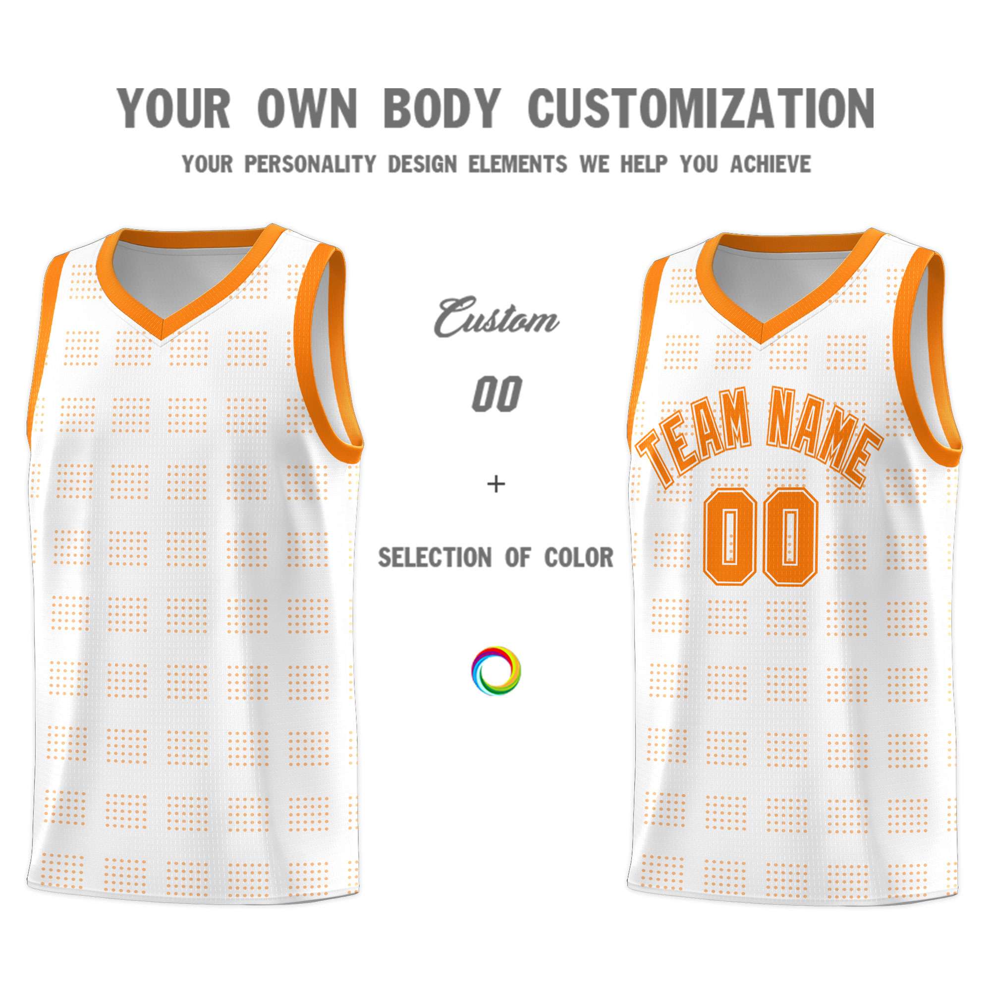 Custom White Orange Trailblazer Dot Pattern Sports Uniform Basketball Jersey