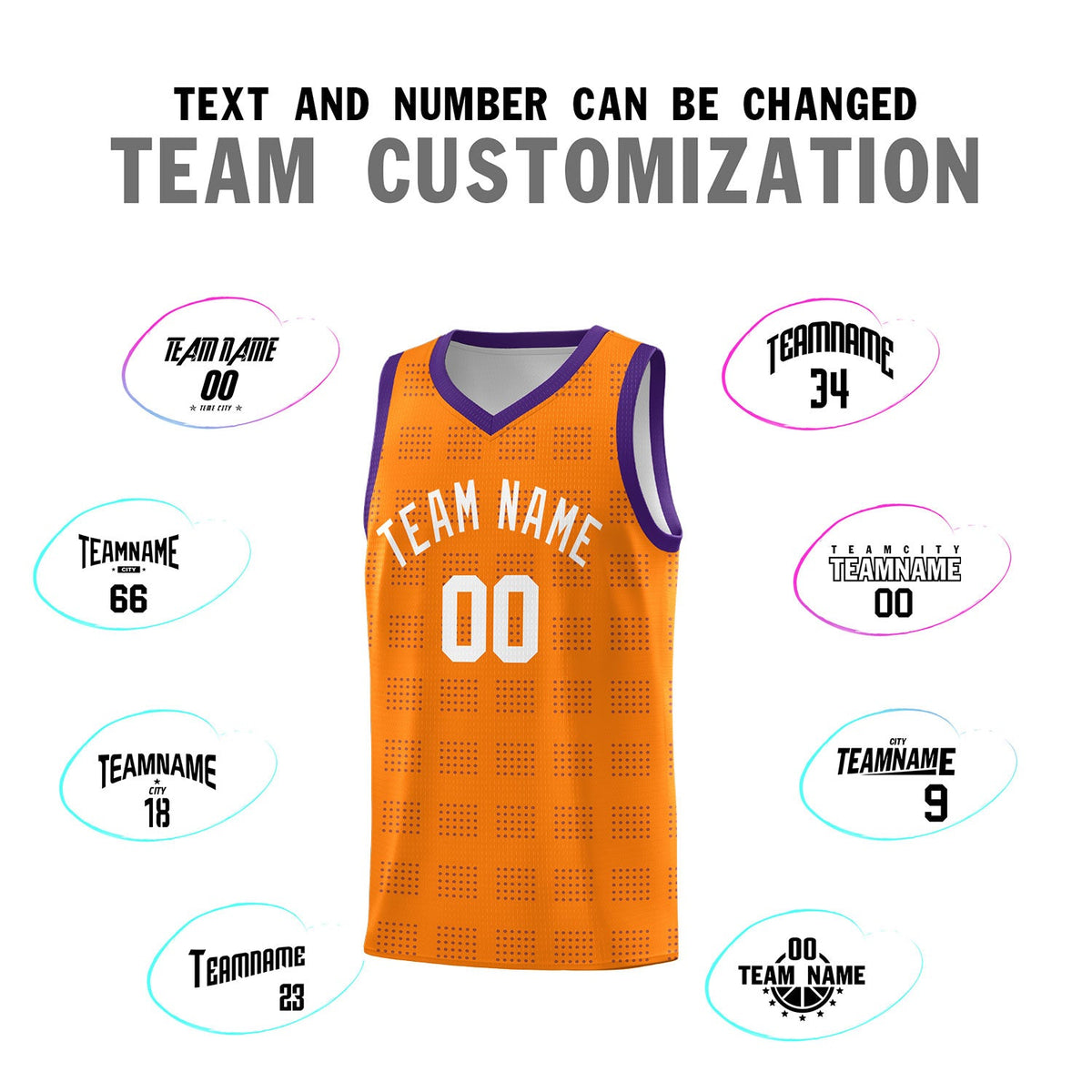 Custom Orange Purple Trailblazer Dot Pattern Sports Uniform Basketball Jersey