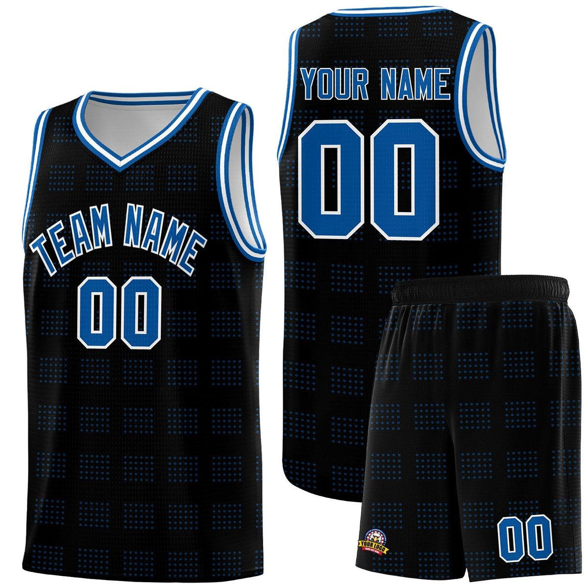 Custom Black Royal Trailblazer Dot Pattern Sports Uniform Basketball Jersey