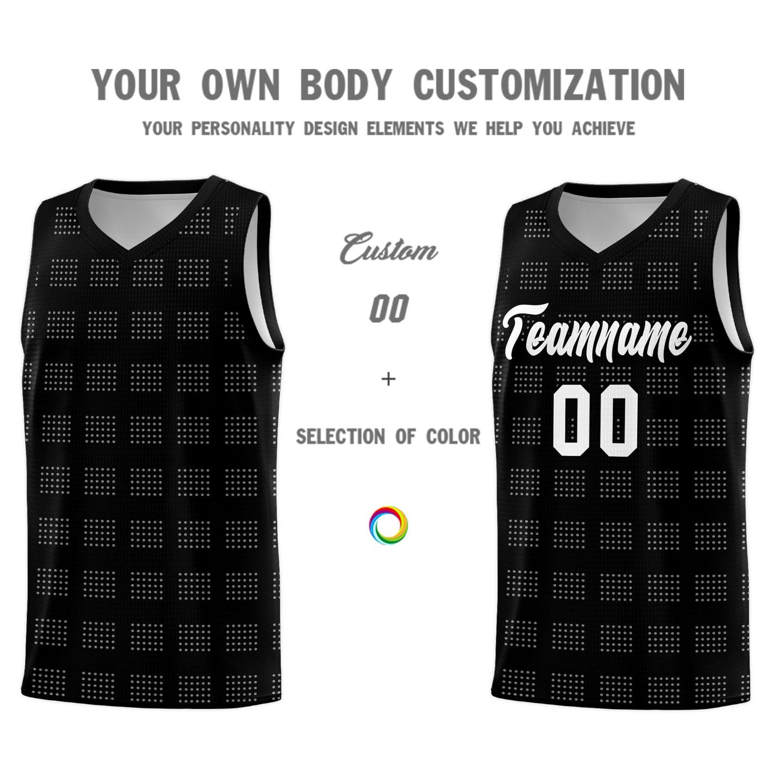 Custom Black White Trailblazer Dot Pattern Sports Uniform Basketball Jersey