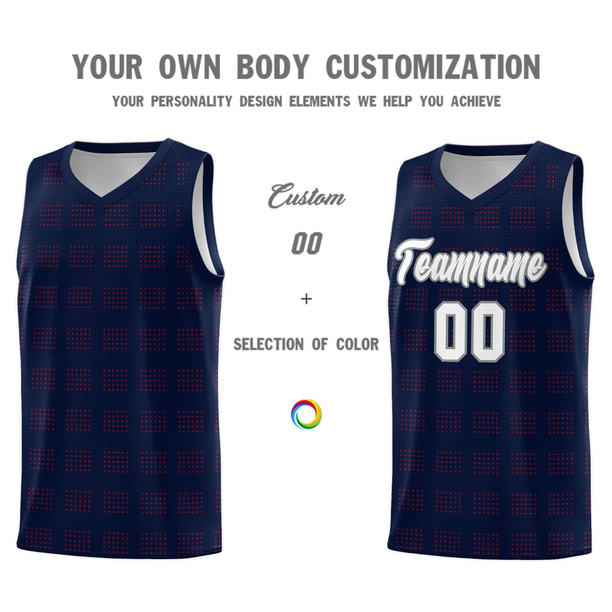 Custom Navy Red Trailblazer Dot Pattern Sports Uniform Basketball Jersey